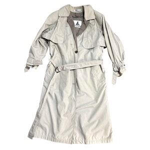 Vintage Misty Harbor Trench Coat Womens 4 Petite‎ Beige Belted Lined Raincoat